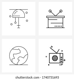Paket mit 4 Universellen Symbolen für Webanwendungen; global; Leuchte Geschäftstätigkeit; Programmierung Vector Illustration