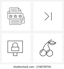 Pack of 4 Universal Line Icons for Web Applications file; desktop; web; last; password Vector Illustration