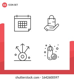 Pack of 4 Universal Outline Icons for Print Media on White Background.