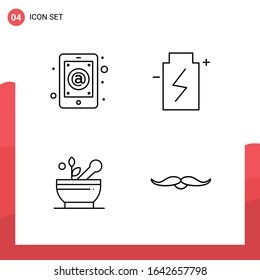Pack of 4 Universal Outline Icons for Print Media on White Background.