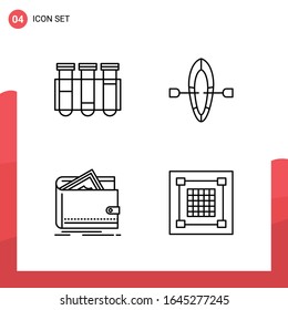 Paquete de 4 iconos de esquema universal para medios impresos en fondo blanco.