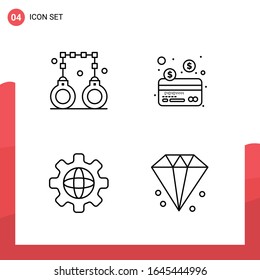 Pack of 4 Universal Outline Icons for Print Media on White Background.
