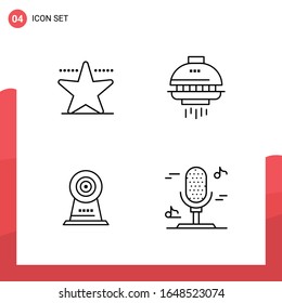 Pack of 4 Universal Outline Icons for Print Media on White Background.