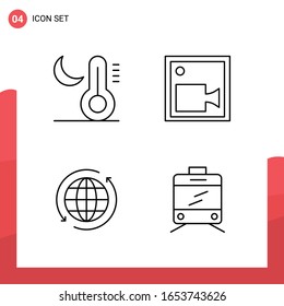 Pack of 4 Universal Outline Icons for Print Media on White Background.