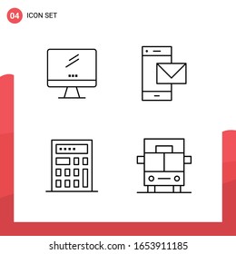 Pack of 4 Universal Outline Icons for Print Media on White Background.