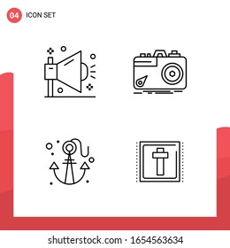 Pack of 4 Universal Outline Icons for Print Media on White Background.