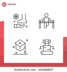 Pack of 4 Universal Outline Icons for Print Media on White Background.