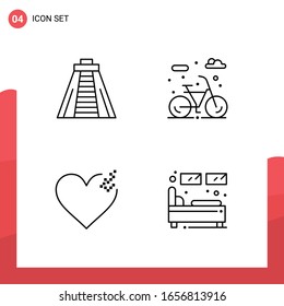 Paquete de 4 iconos de esquema universal para medios impresos en fondo blanco.