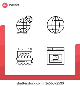 Pack of 4 Universal Outline Icons for Print Media on White Background.