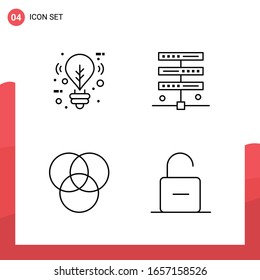Pack of 4 Universal Outline Icons for Print Media on White Background.