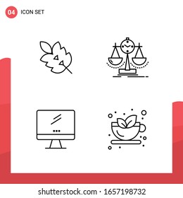 Pack of 4 Universal Outline Icons for Print Media on White Background.