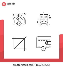 Paquete de 4 iconos de esquema universal para medios impresos en fondo blanco.