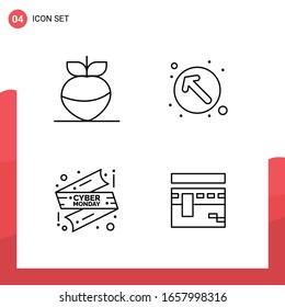 Pack of 4 Universal Outline Icons for Print Media on White Background.
