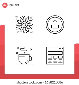 Pack of 4 Universal Outline Icons for Print Media on White Background.