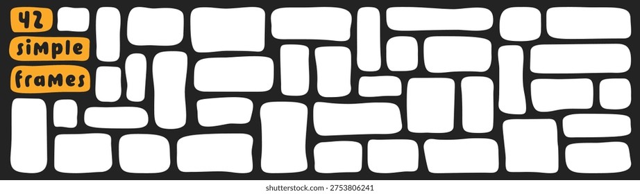 Pack with 42 wavy rectangles drawn in black and white color.