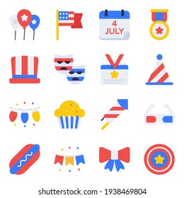 Pack of 4th July Flat Icons