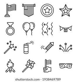 Pack of 4th July Linear Icons