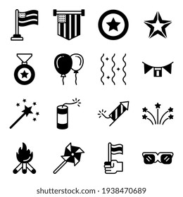 Pack of 4th July Linear Icons