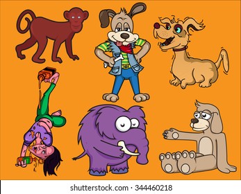 Pack of 6 cartoon animals