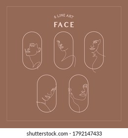 A pack of 6 continuous face line art