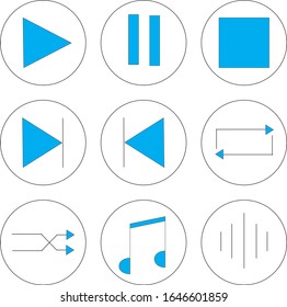Pack of 6 multimedia button icons