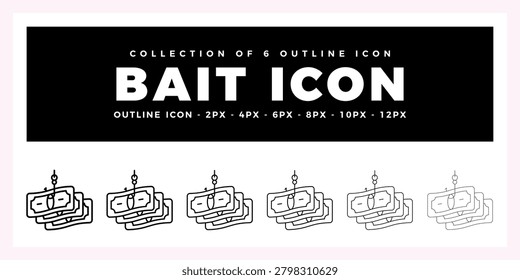 Pack of 6 Outline Vector Bait icon