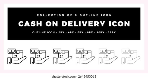 Pack of 6 Outline Vector Cash On Delivery icon