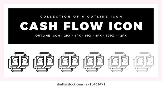 Pack of 6 Outline Vector Cash Flow icon