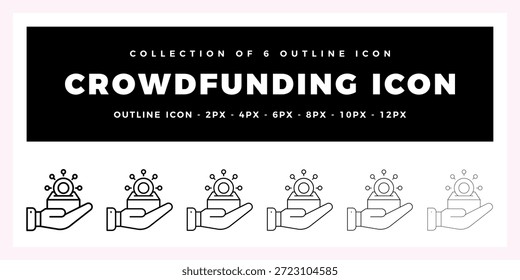 Paket mit 6 Outline-Vektor-Crowdfunding-Symbolen
