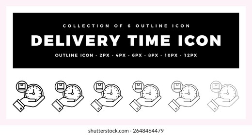 Pack of 6 Outline Vector Delivery Time icon