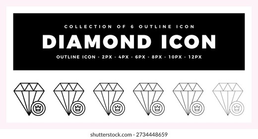 Pack de 6 iconos de diamantes de Vector de contorno