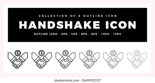Pack of 6 Outline Vector Handshake icon