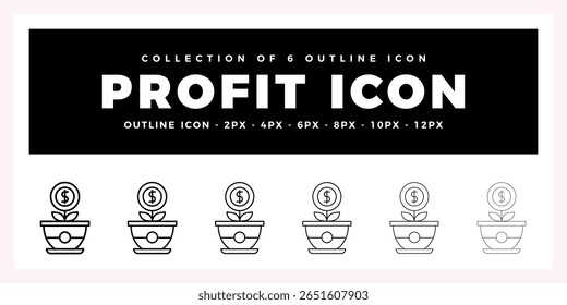 Pack of 6 Outline Vector profit icon