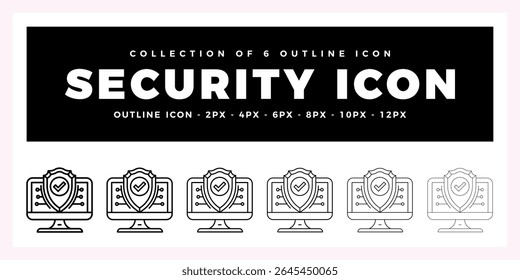 Pack of 6 Outline Vector Security icon