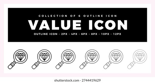 Pack of 6 Outline Vector Value icon