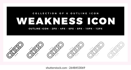 Pack of 6 Outline Vector weakness icon