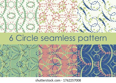 Pack of 6 summer bright seamless abstract patterns in pastel shades