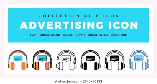 Pack of 6 Vector advertising icon