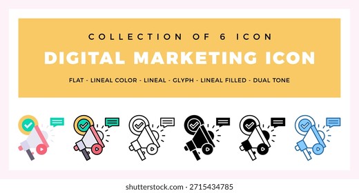 Paket mit 6 Vektorgrafik-Marketing-Symbolen
