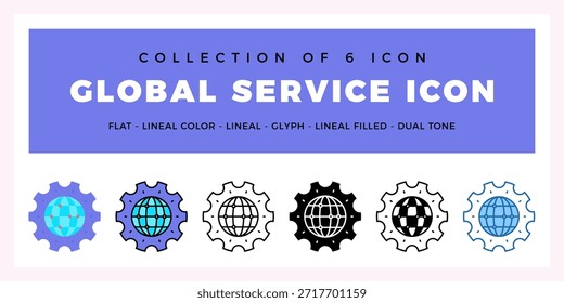 Paket mit 6 Vector Global Service-Symbolen