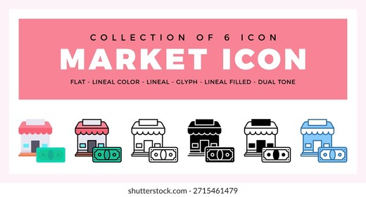 Pack de 6 iconos de Mercado de Vector