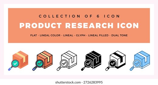 Pack de 6 iconos de investigación de Producto de Vector