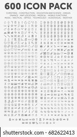 Pack of 600 thin line icons