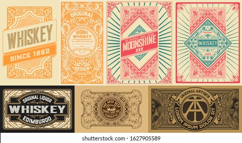 Pack of 7 vintage labels for packing