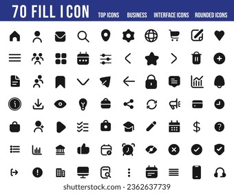  Pack of 70 fill user interface icons for web and mobile