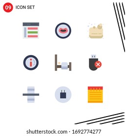 Pack of 9 creative Flat Colors of people; bed; soap; shopping; market Editable Vector Design Elements