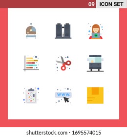 Pack of 9 creative Flat Colors of cut; report; support; financial; chart Editable Vector Design Elements