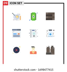Pack of 9 creative Flat Colors of business; layout; ram; development; coding Editable Vector Design Elements