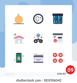 Pack of 9 creative Flat Colors of coding; solid; summer; game; house Editable Vector Design Elements