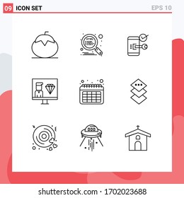 Pack of 9 creative Outlines of development; coding; seo; security; open Editable Vector Design Elements